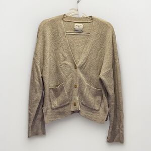 Abercrombie & Fitch V Neck Oversized Slouchy Button Up Cardigan Womens L Beige